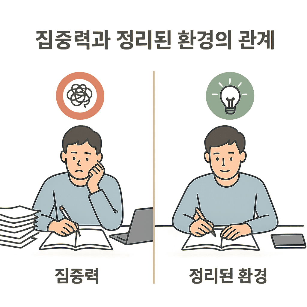 어질러진 환경이 집중력에 미치는 영향 인포그래픽